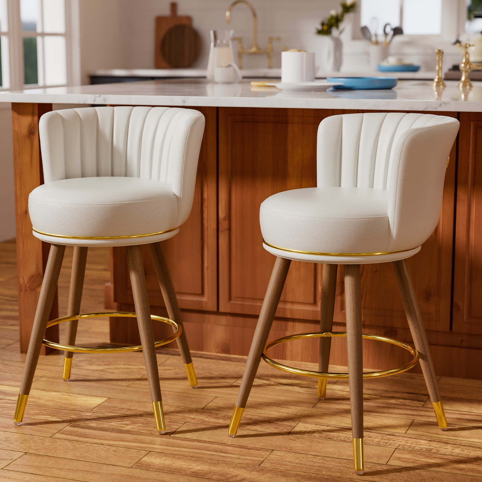24'' Counter Height  Bar Stools Set of 2/4/6  Swivel Barstool Chair for Kitchen
