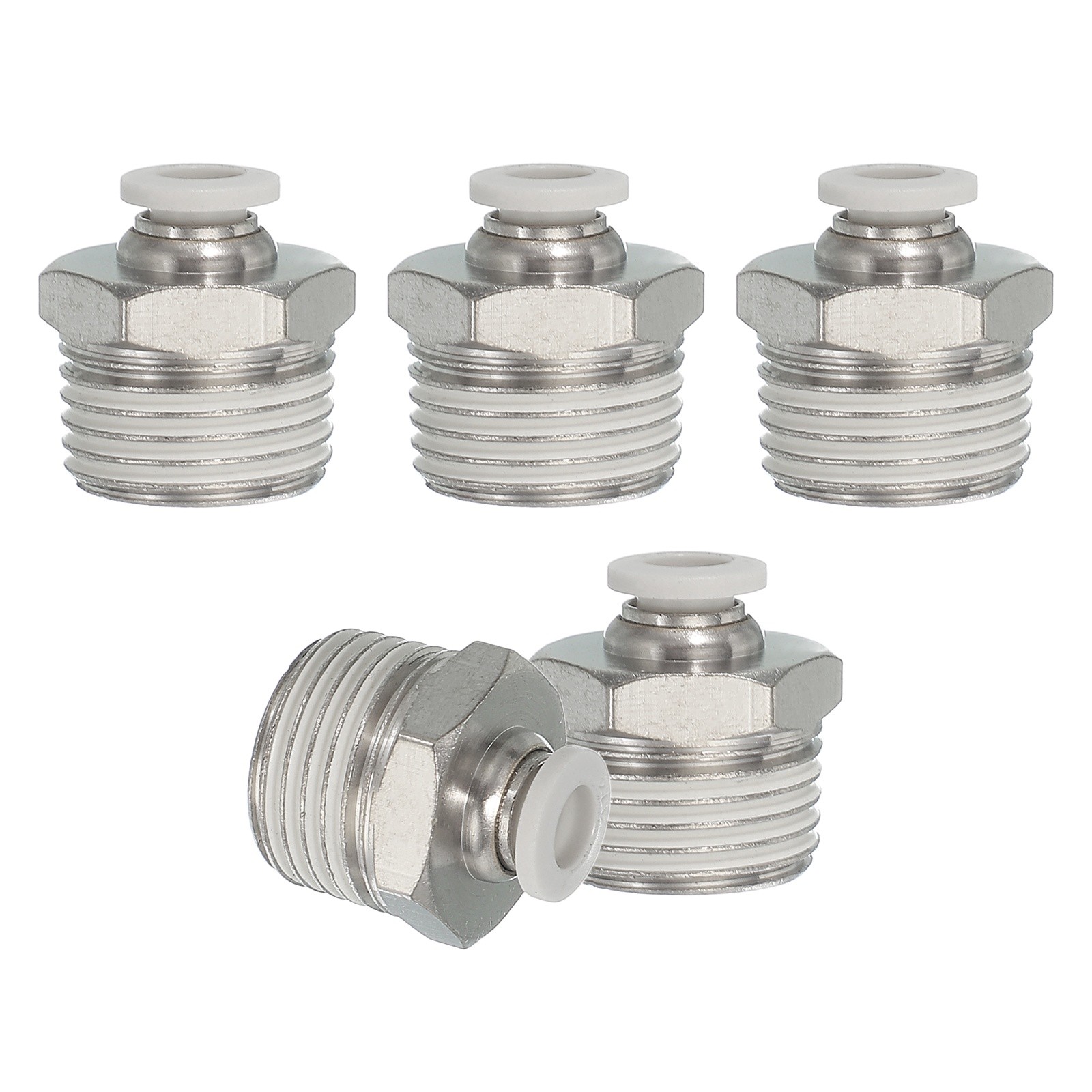 5 Pcs NPT Female 1/4" Tube OD x 1/2" NPT Thread Push to Connect Fittings, White
