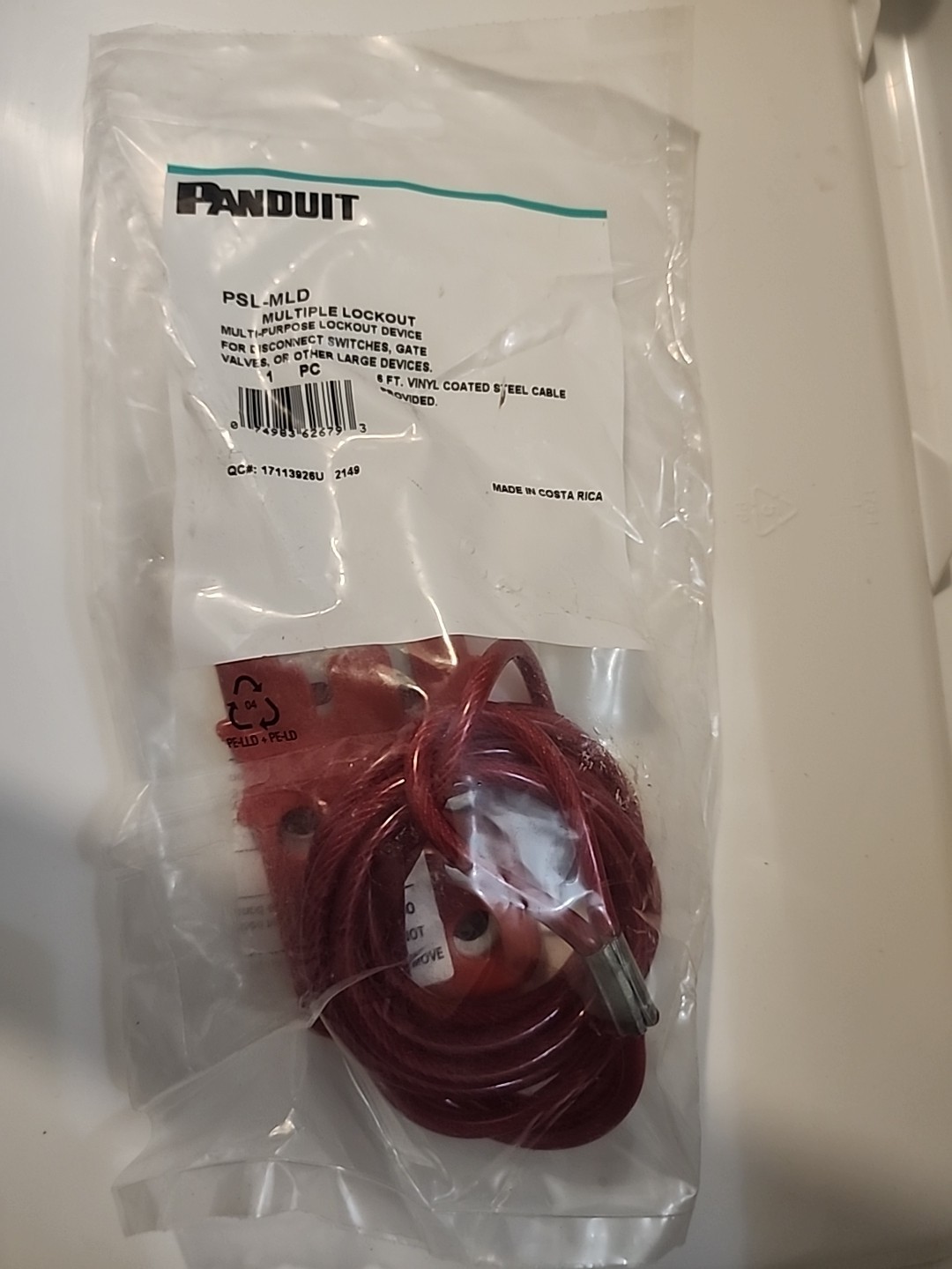 Panduit Multiple Lockout Galvanized Steel Cable Red 6' PSL-MLD