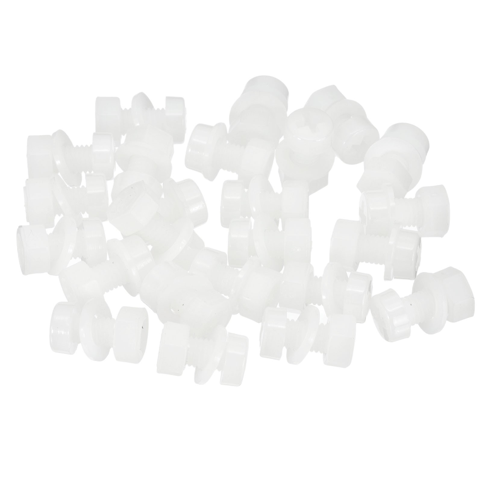 M5x10mm White Nylon Bolts Plastic Nuts Full Thread Head Screws, 24 Sets