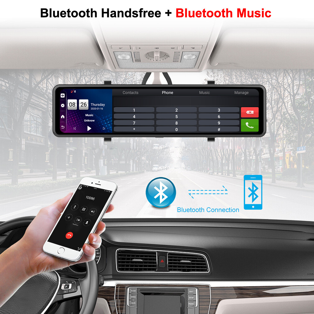 12" IPS 4G car dvrs Android mirror rear view camera ADAS Bluetooth WIFI GPS DVR