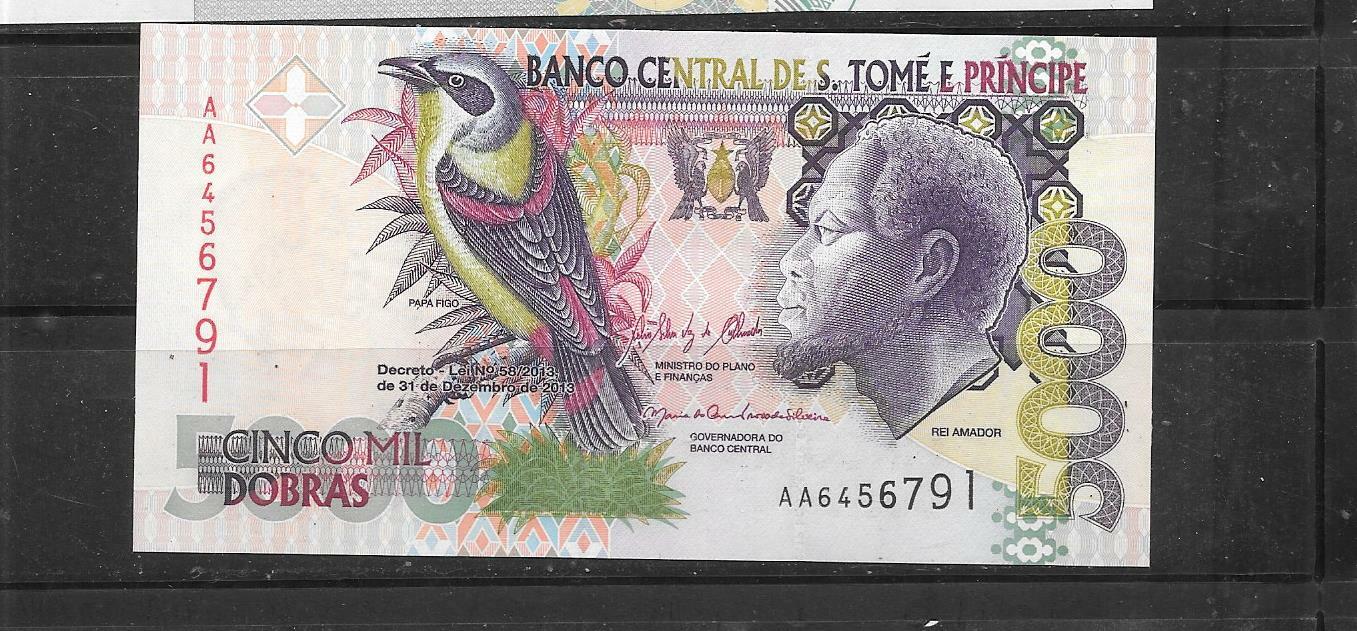 SAINT THOMAS #65d 2013 5000 DOBRAS UNC BANKNOTE PAPER MONEU CURRENCY NOTE