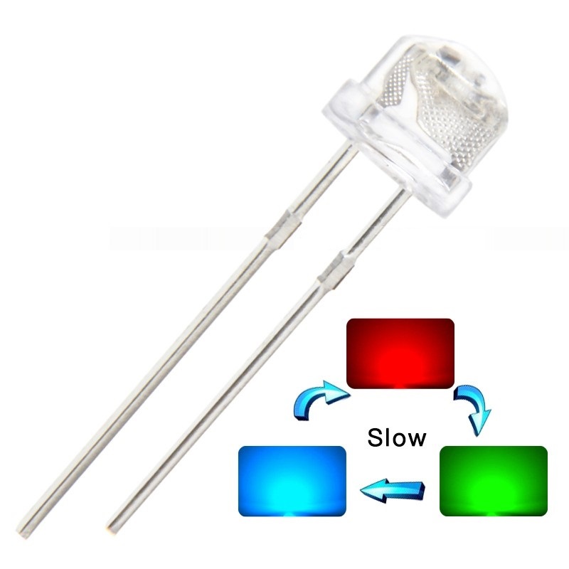 50pcs NEW 5mm Straw Hat RGB Red Green Blue Light Emitting LED Lamp Slow Flashing