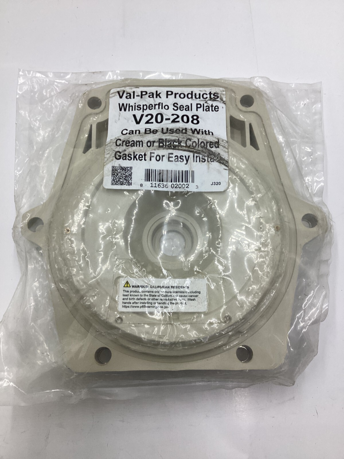 Val-Pak Products WhisperFlo Seal Plate V20-208 Fits Cream or Black Gasket