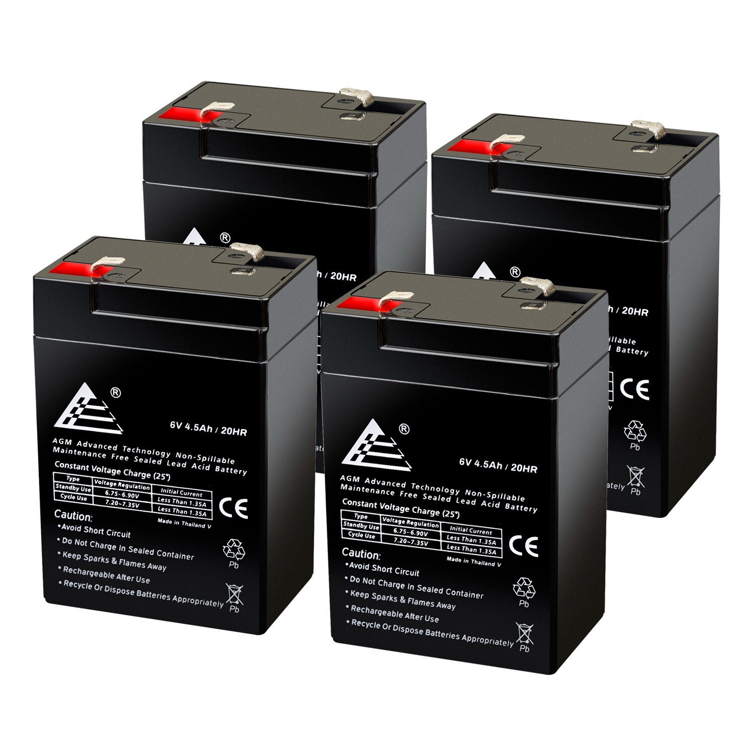 4 Pack 6 VOLT 4.5AH RECHARGEABLE GAME DEER FEEDER BATTERY 6V