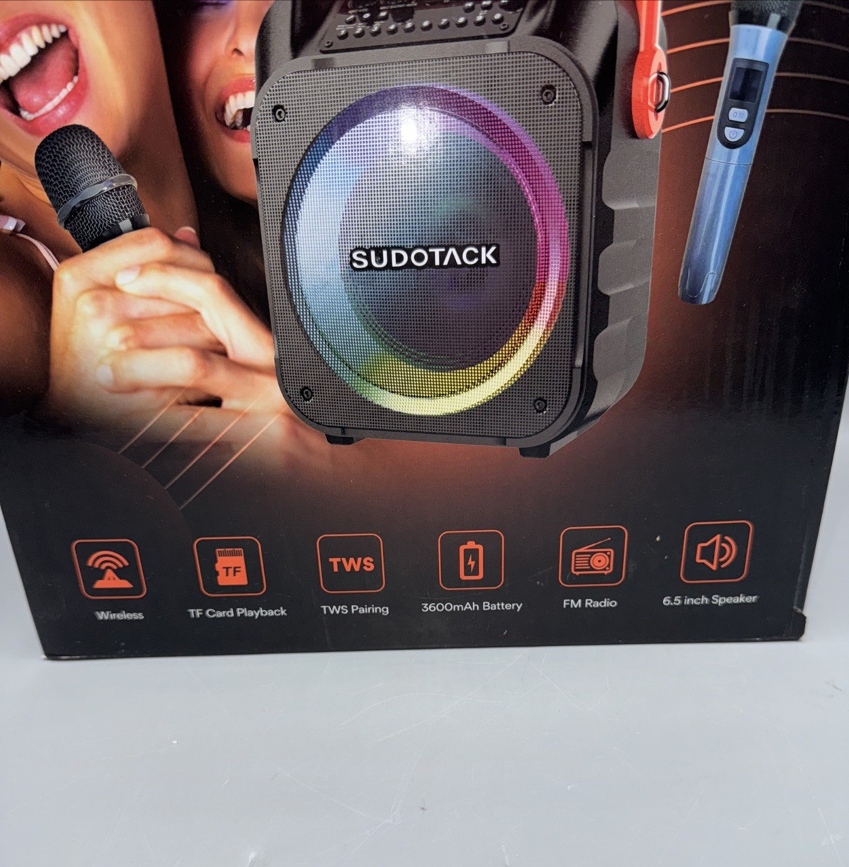 Karaoke Machine with 2 Wireless Microphones, Portable Bluetooth 5.1 Speaker