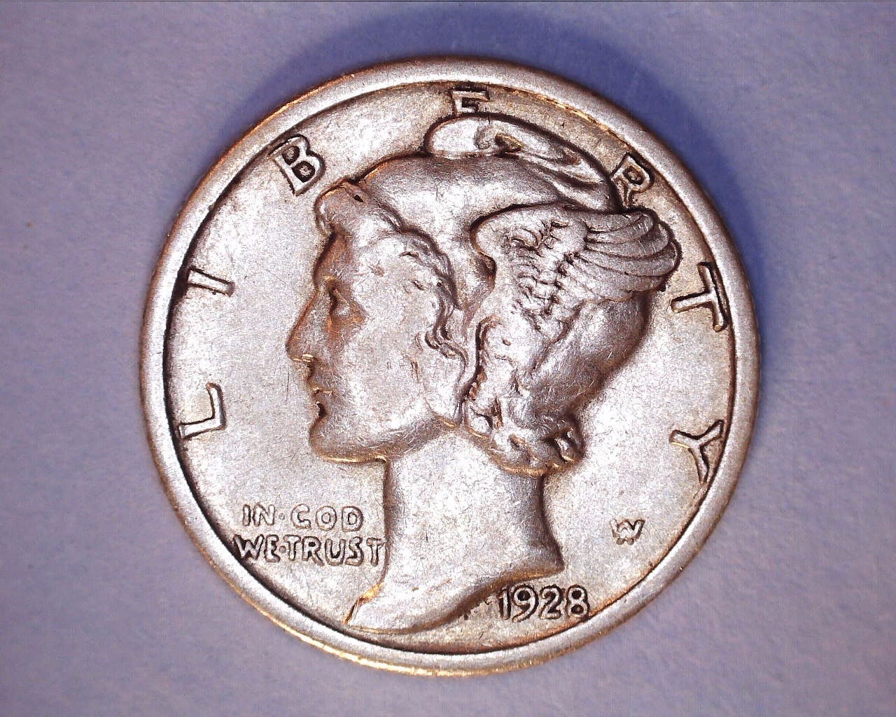 1928  Mercury Head Silver Dime  F/VF **330-6
