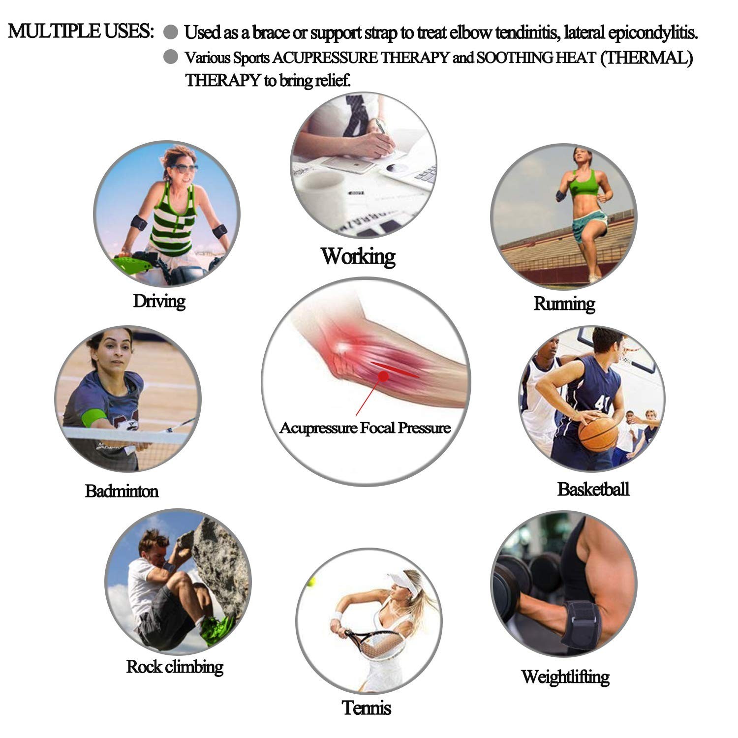 Elbow Brace for Tendonitis and Elbow Brace Support Strap, Counterforce Arm Ba...