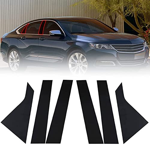 6pcs Pillar Posts Door Window Trim Compatible with Chevy Impala Glossy Black