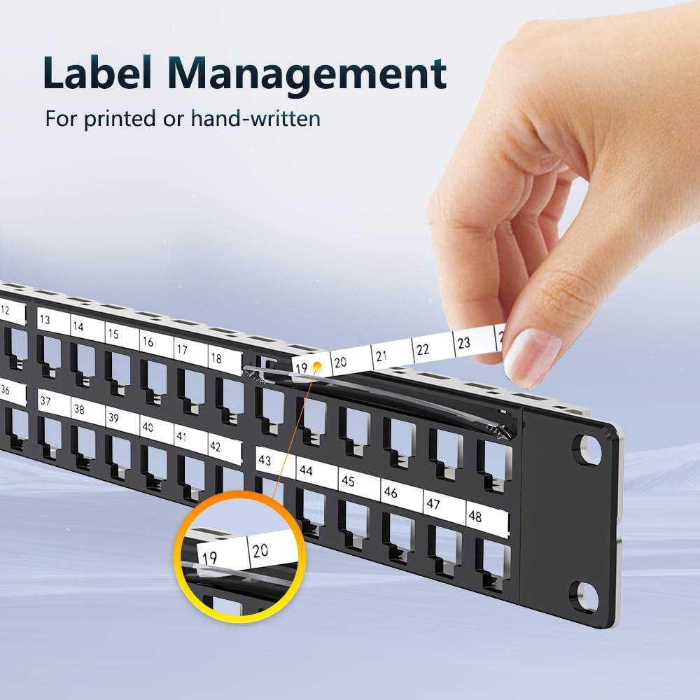 48 Port Blank Keystone Patch Panel Rackmount Wall Mount 1U 19 Inch RJ45 Network