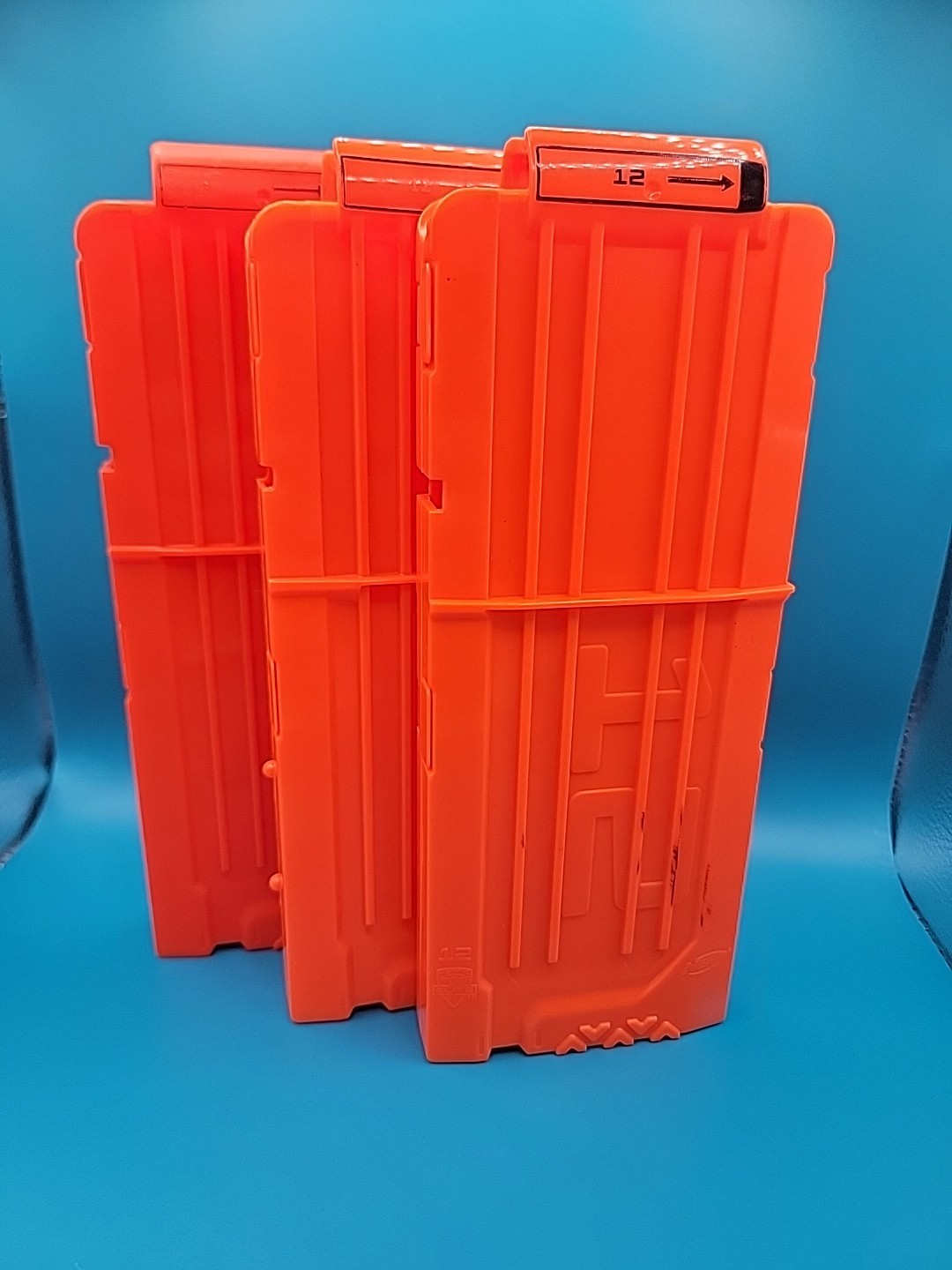 Lot Of 3 Nerf 12 Clip Magazines 1 Original,  2  Replacement Non Nerf