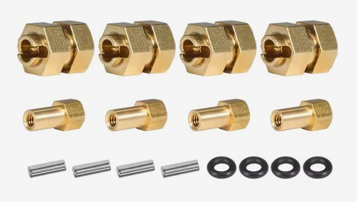 (4pcs) Brass Extended Wheel Weights Hex Adapter/Extension (7mm) for Axial SCX24
