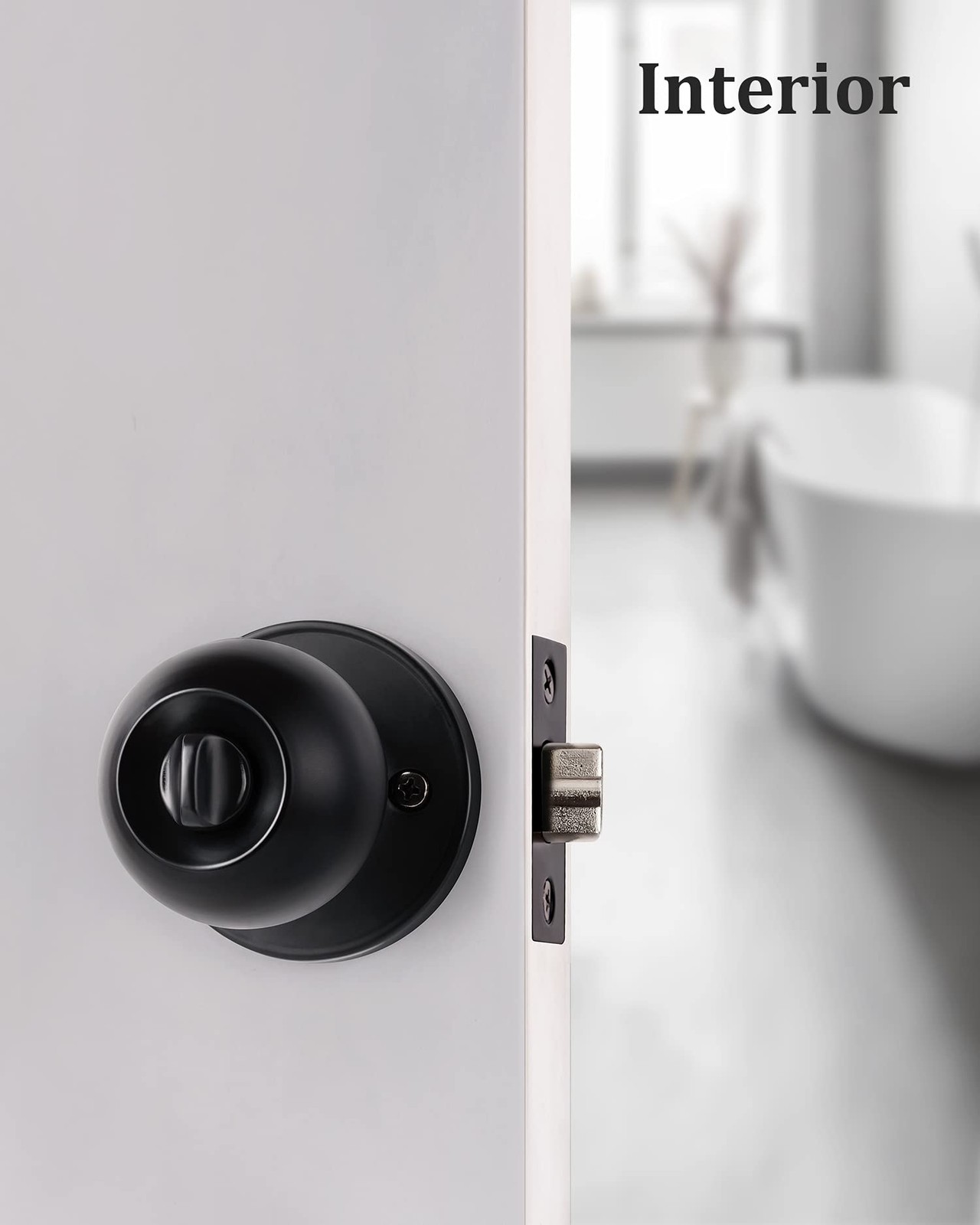 Lanwandeng Matte Black Door Knobs with Lock and Keys, 1 Pack, Entry Keys