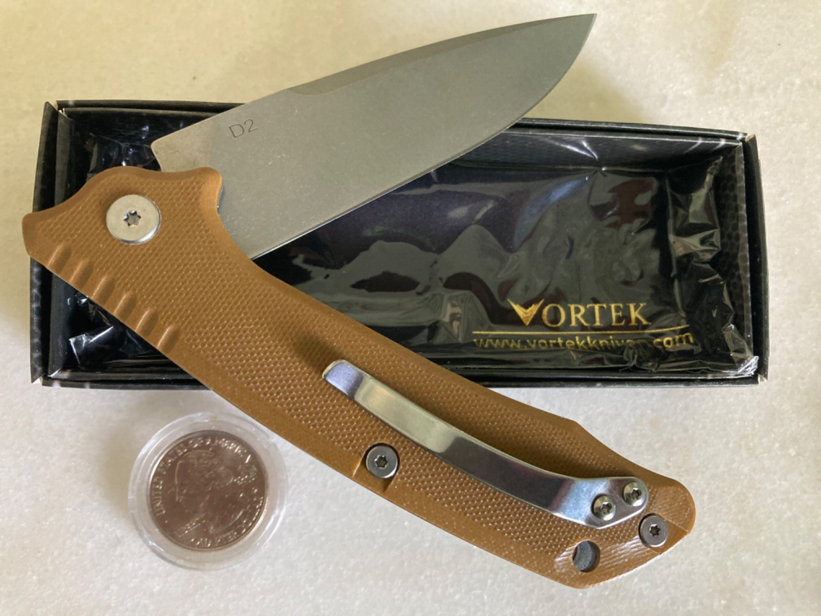 NEW EDC VORTEX ROVER FLIPPER POCKET KNIFE 3.5” PLAIN DROP POINT BLADE NIB CLIP