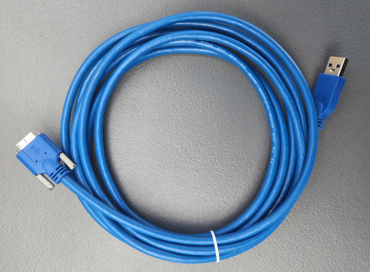 ~10 Ft USB 3.0 cable Type-A to Micro-B screw lock, Style 2725, 60 Deg, Shuttle-C