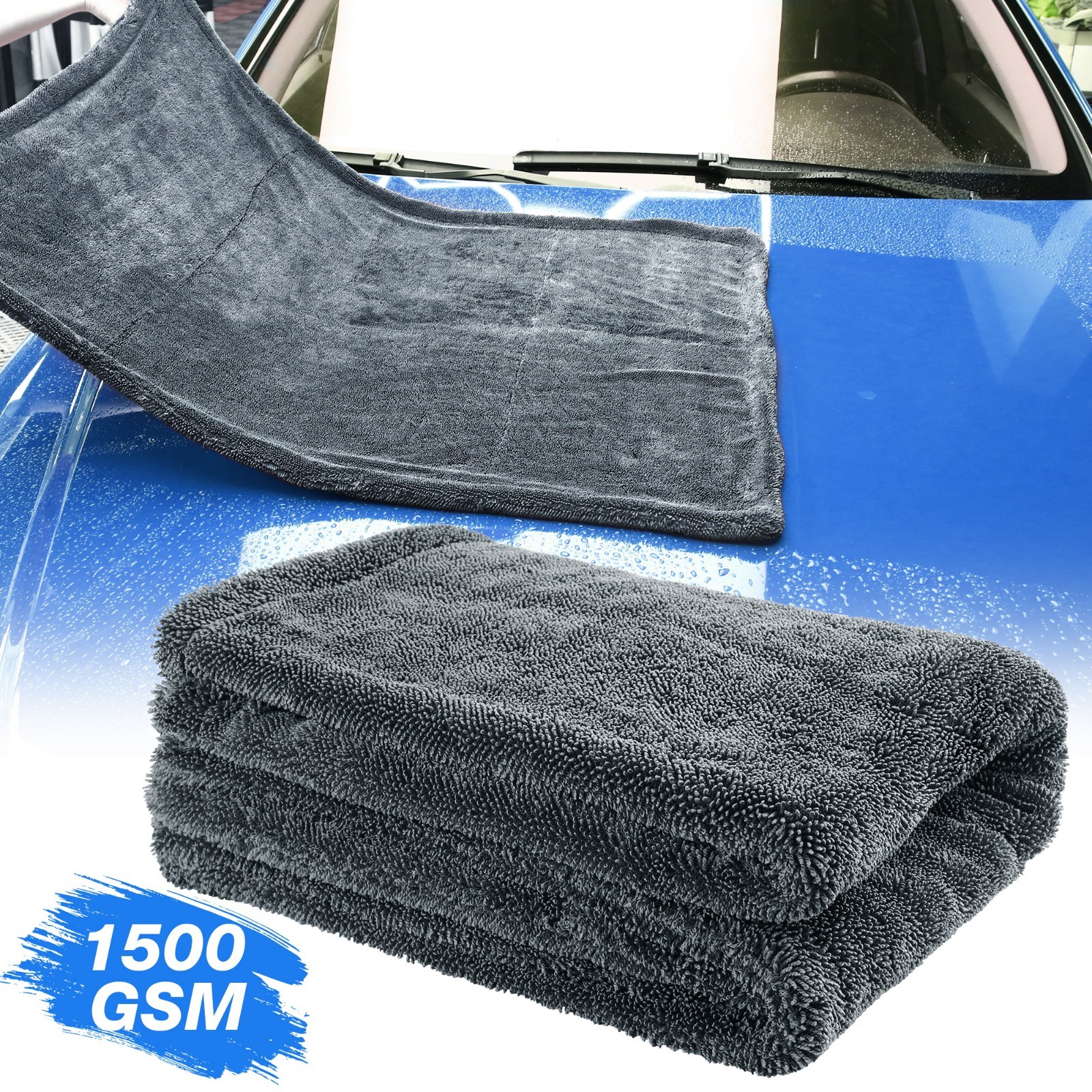 Water Absorbing Car Wash Microfiber Drying Towel Twisted Loop 24 x 36" 1500GSM