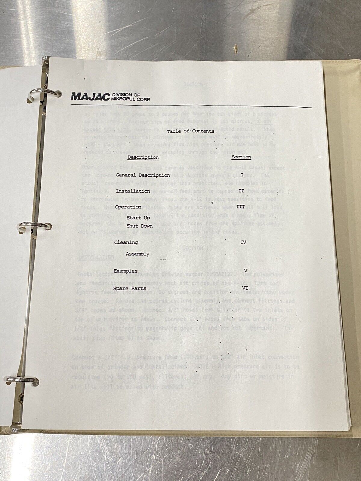 MAJAC Mini Grinder A-12 Classifier, Mill Grinding - Users Guide / Manual
