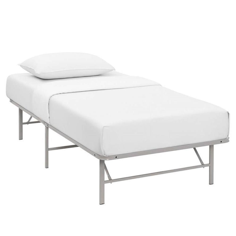 Modway Horizon Twin Modern Style Stainless Steel Bed Frame in Gray