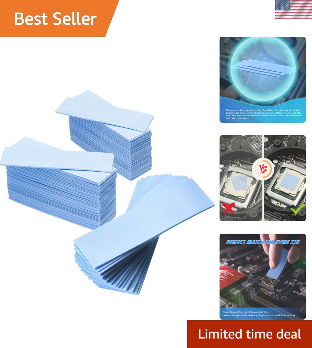 High Conductivity 30 Silicone Thermal Pads - Perfect for Electronics & LEDs