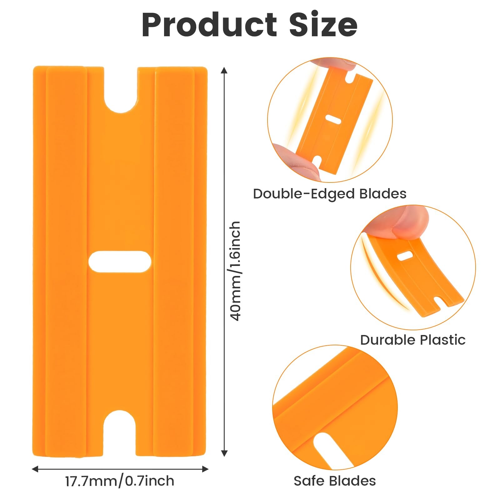 200Pieces Plastic Razor Blades, Double Edged Plastic Blade for Scraper, Safet...