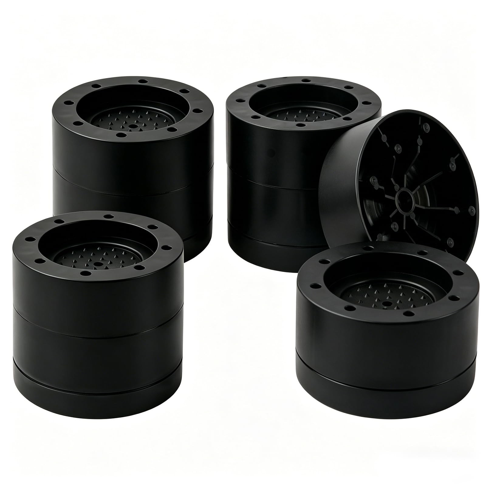 Round Bed Risers Heavy Duty Adjustable Furniture Lifts Black 4 PCS 2 Inch