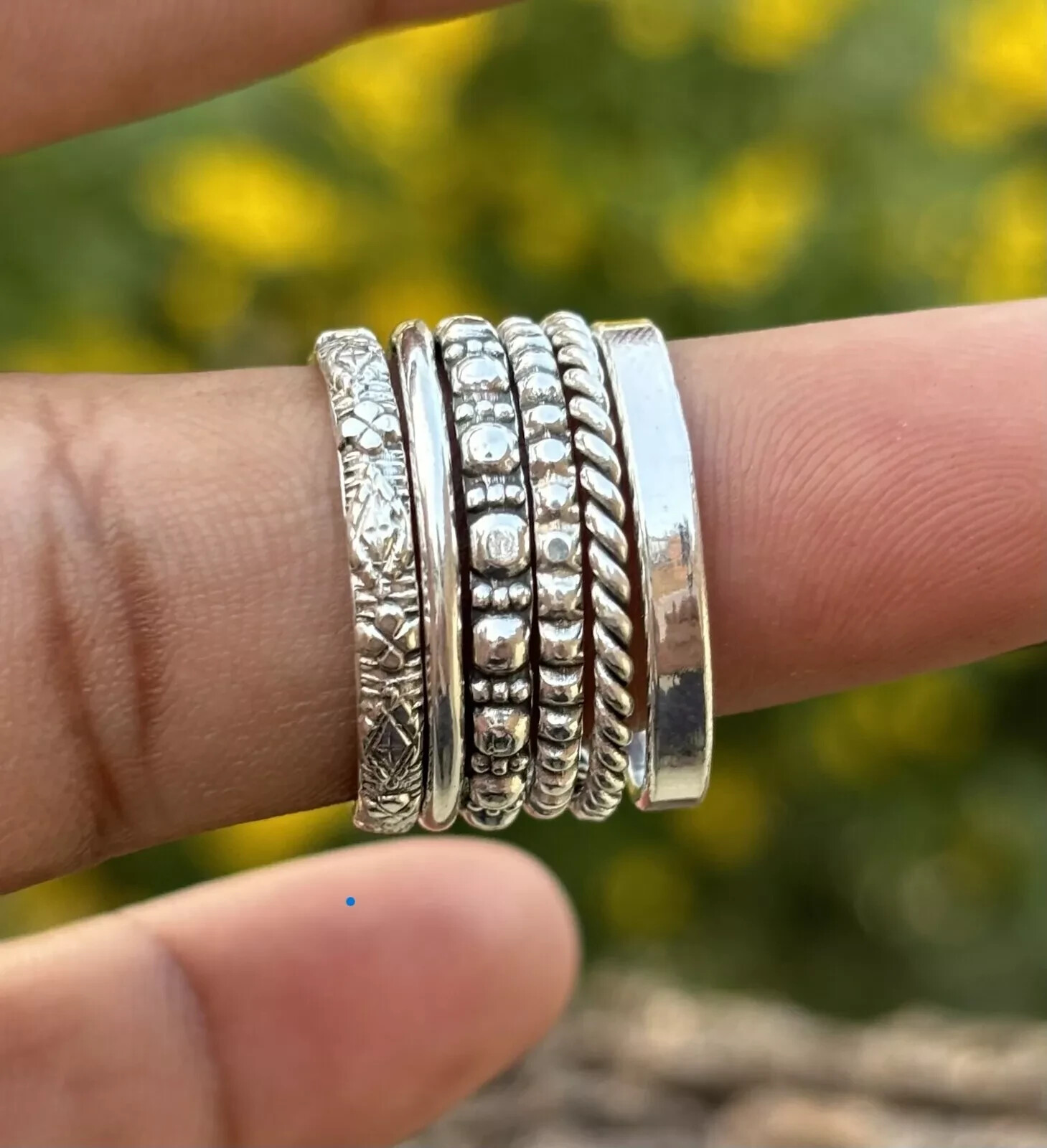 Set of 6 Sterling Silver Stacking Rings Sterling Silver Stackable Gift Ring Set