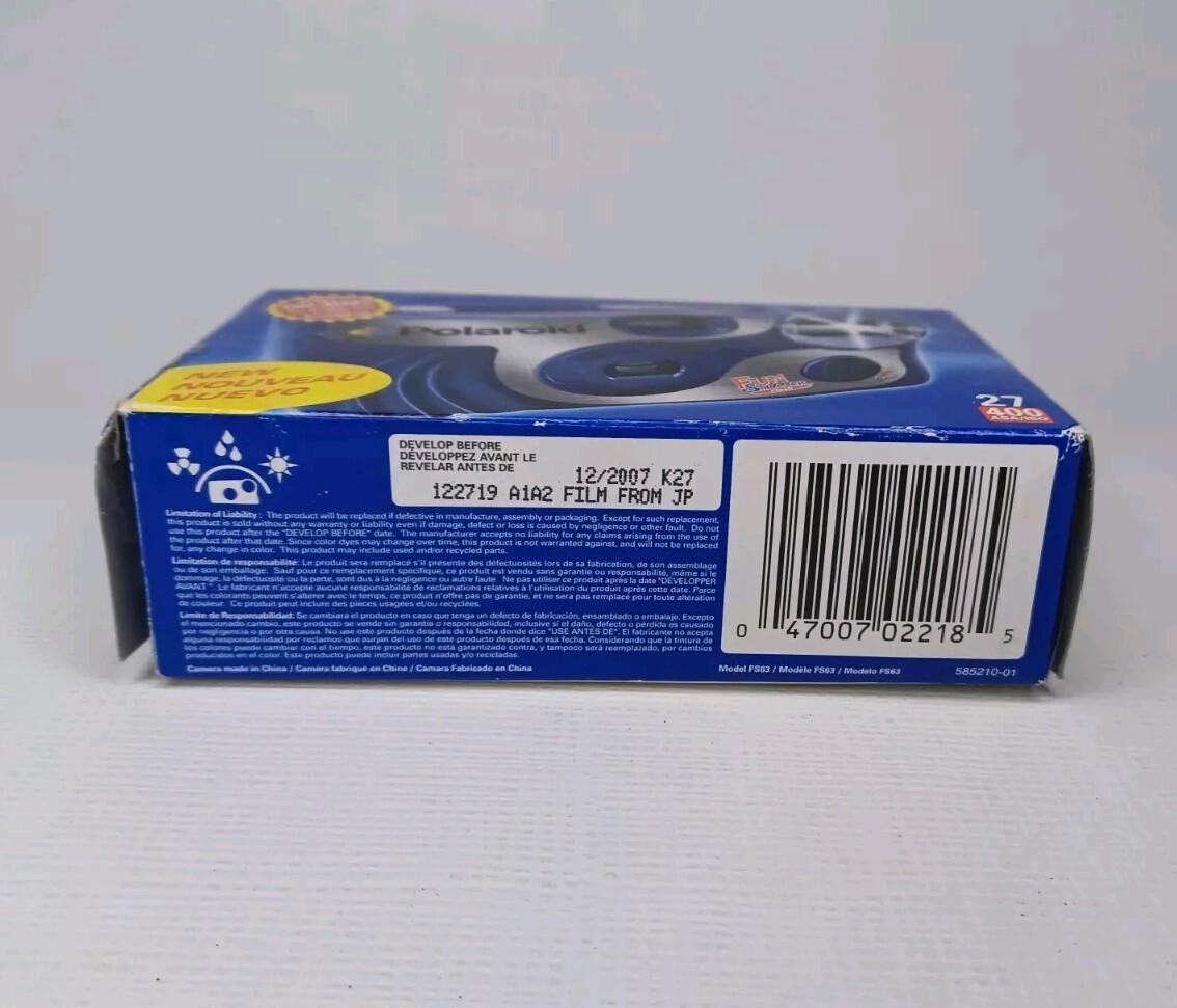 Polaroid Fun Shooter Flash 27 Exposure One Time Use Camera EXP 12/2007 Unopened