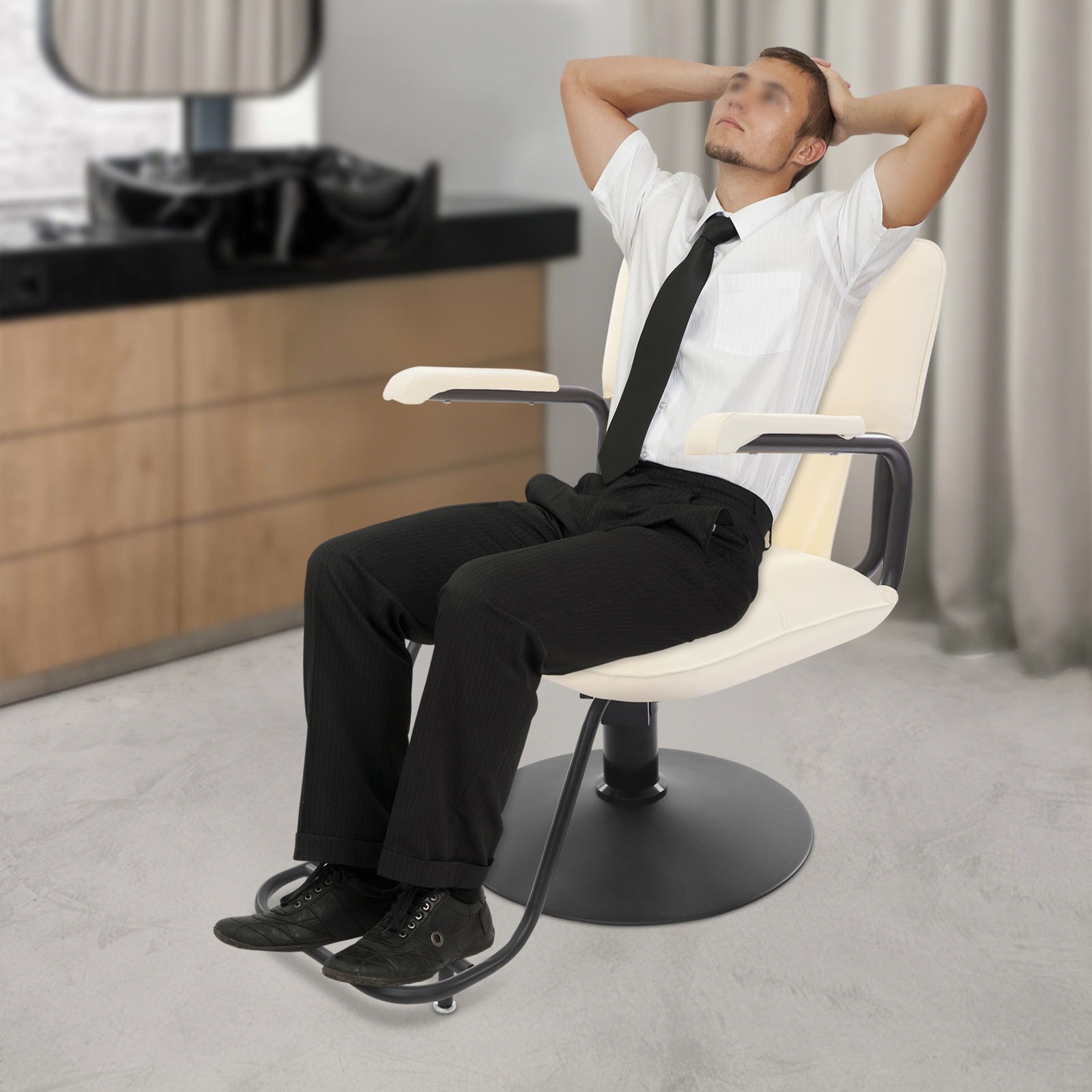 Salon Styling Chair, 360° Swivel Barber Chair, Adjustable Beauty Chair -white