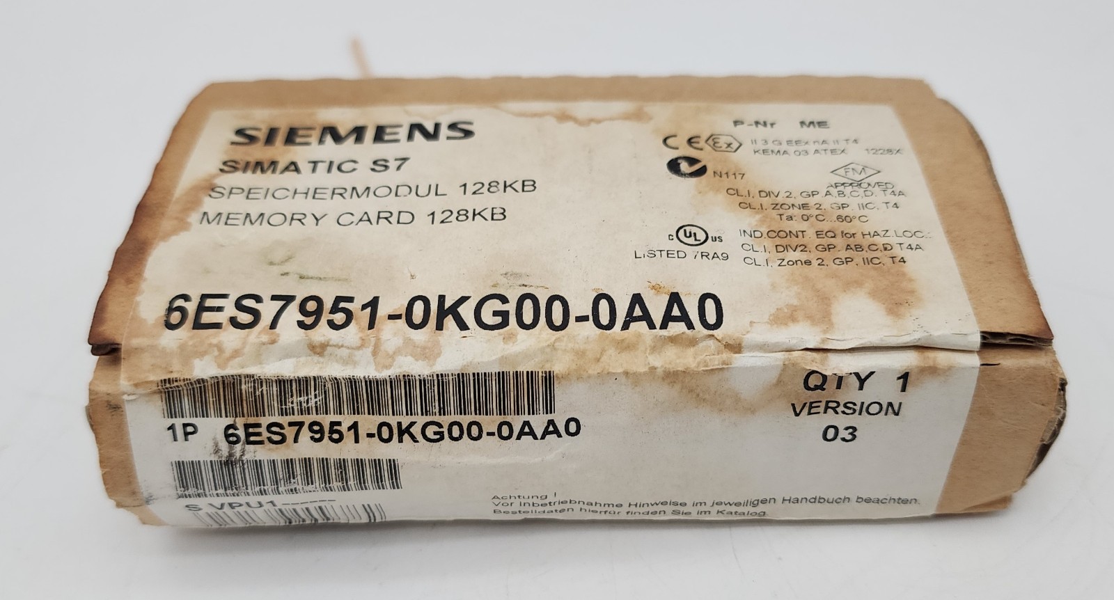 SIEMENS 6ES7951-0KG00-0AA0 128KB MEMORY CARD 6ES79510KG000AA0 *NDA AVAILABLE*