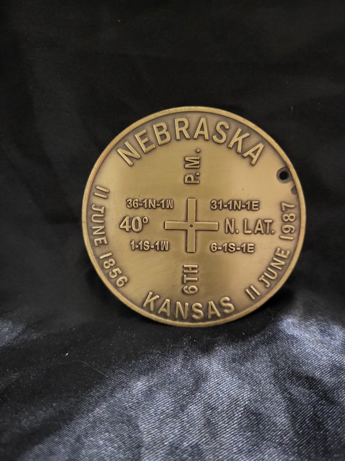 Geocoin Medallion HUGE Dept of the Interior NEBRASKA KANSAS 3” diameter