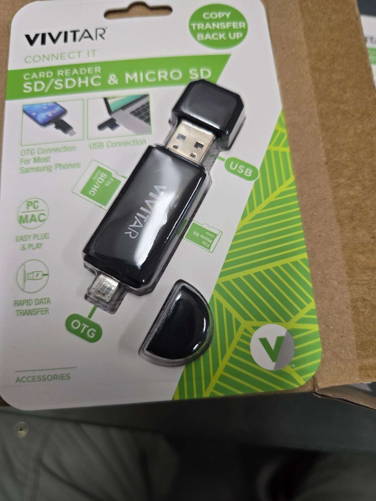 Box of 6   Vivitar - VIVCR46N-NOC - SDHC / Micro SD Cd Rder  USB A / Micro USB