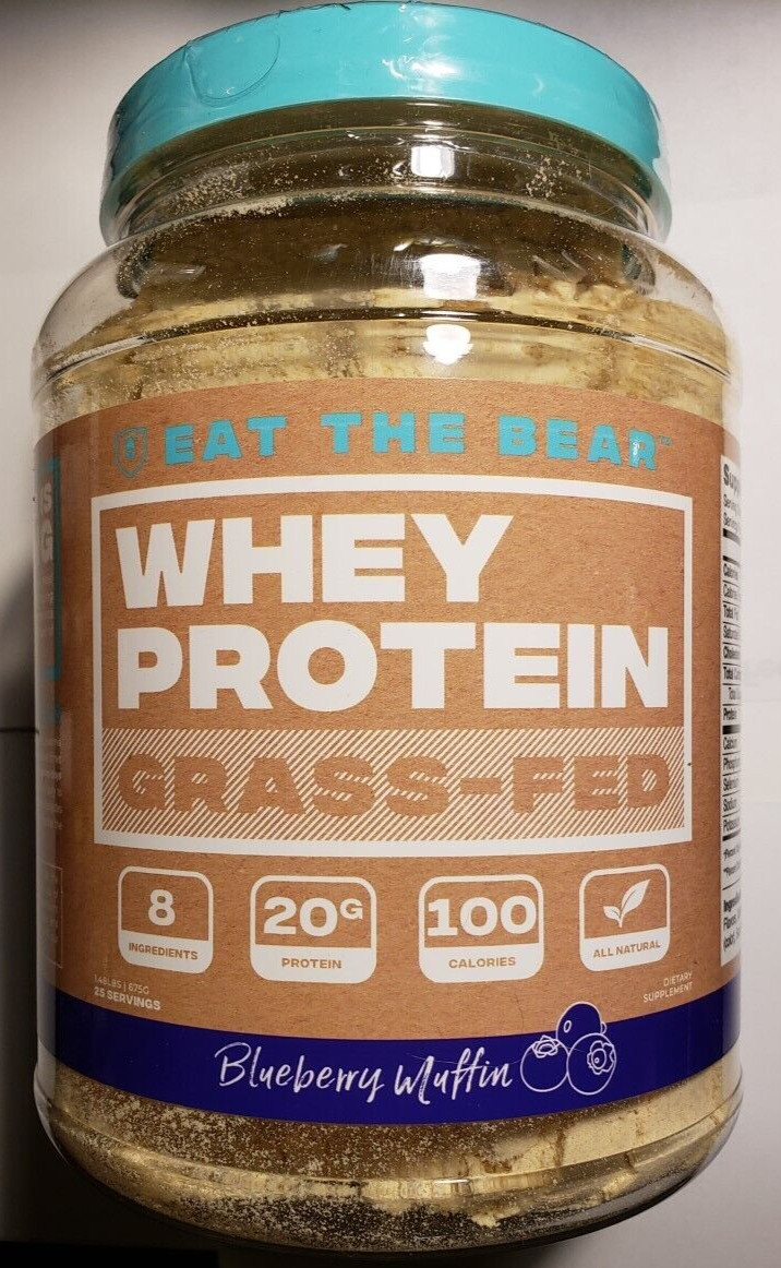 Eat The Bear - Whey Protein  Grass fed  1.48 lbs - Blueberry Muffin  EXP 12/2026