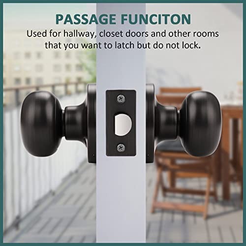 Pack Passage Door Knobs Interior Oil Rubbed Passage Door Knob(Keyless) 3