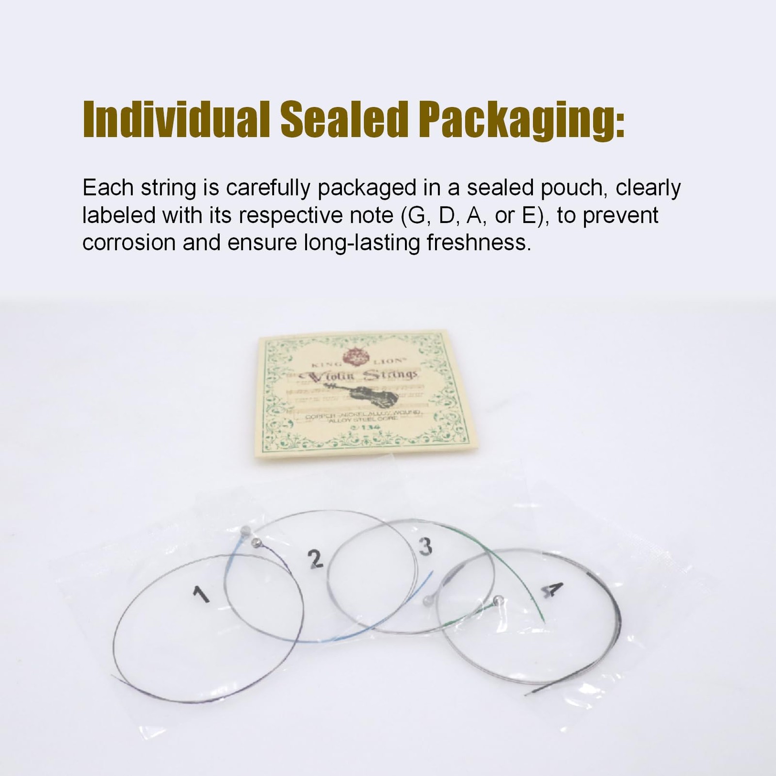 2 Sets Violin Strings, Universal Nickel-plated Steel Strings G-D-A-E for 4/4 ...