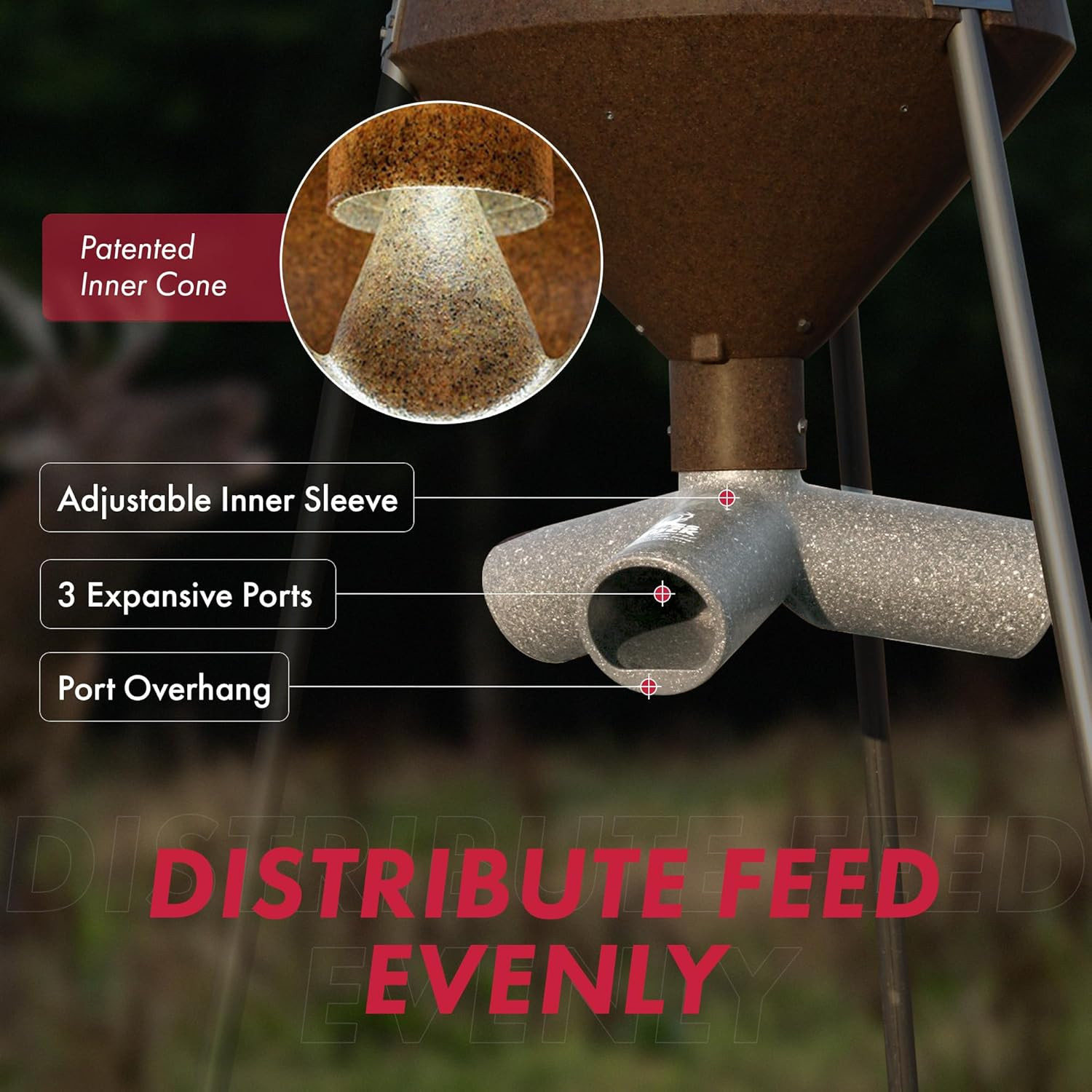 Boss Buck Hunting Game & Deer Feeder with 3 10-Inch Feed Ports and 4-Inch I.D. O