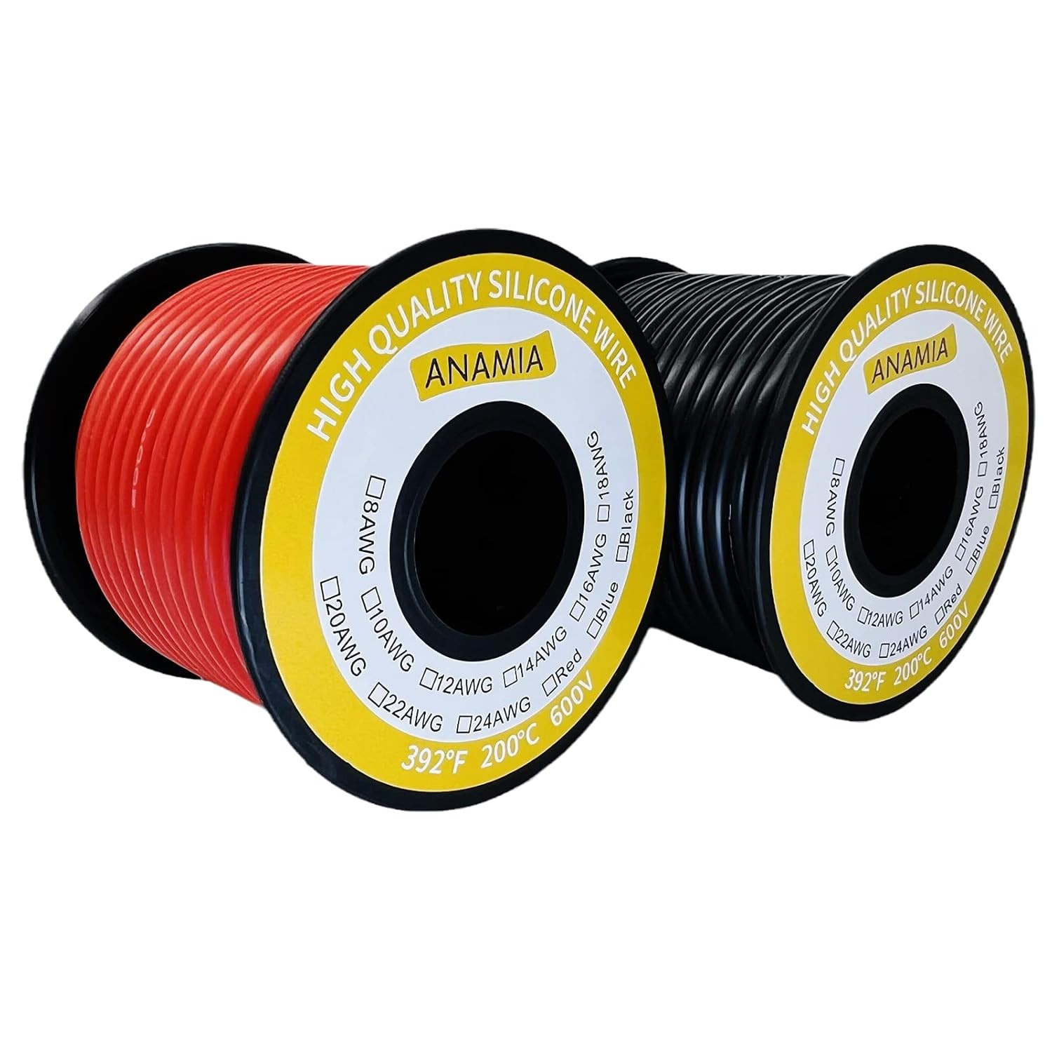 ANAMIA 12 Gauge Stranded Copper Wire 50ft, Flexible 12 Gauge, Red & Black