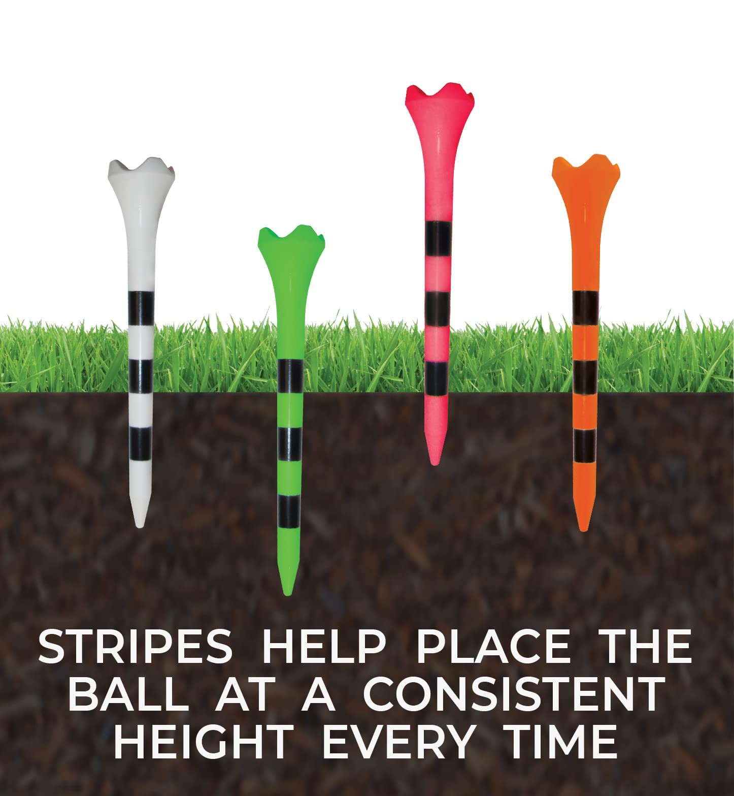 100 PCS Pride Performance Golf Tee Striped 31/4 Inch Plastic Accessories