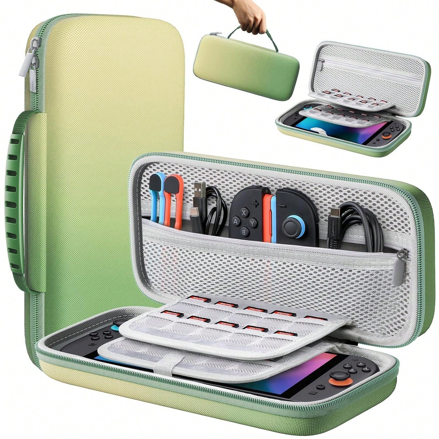 7.9" Game Console Hard Protective Nylon Storage Case Green