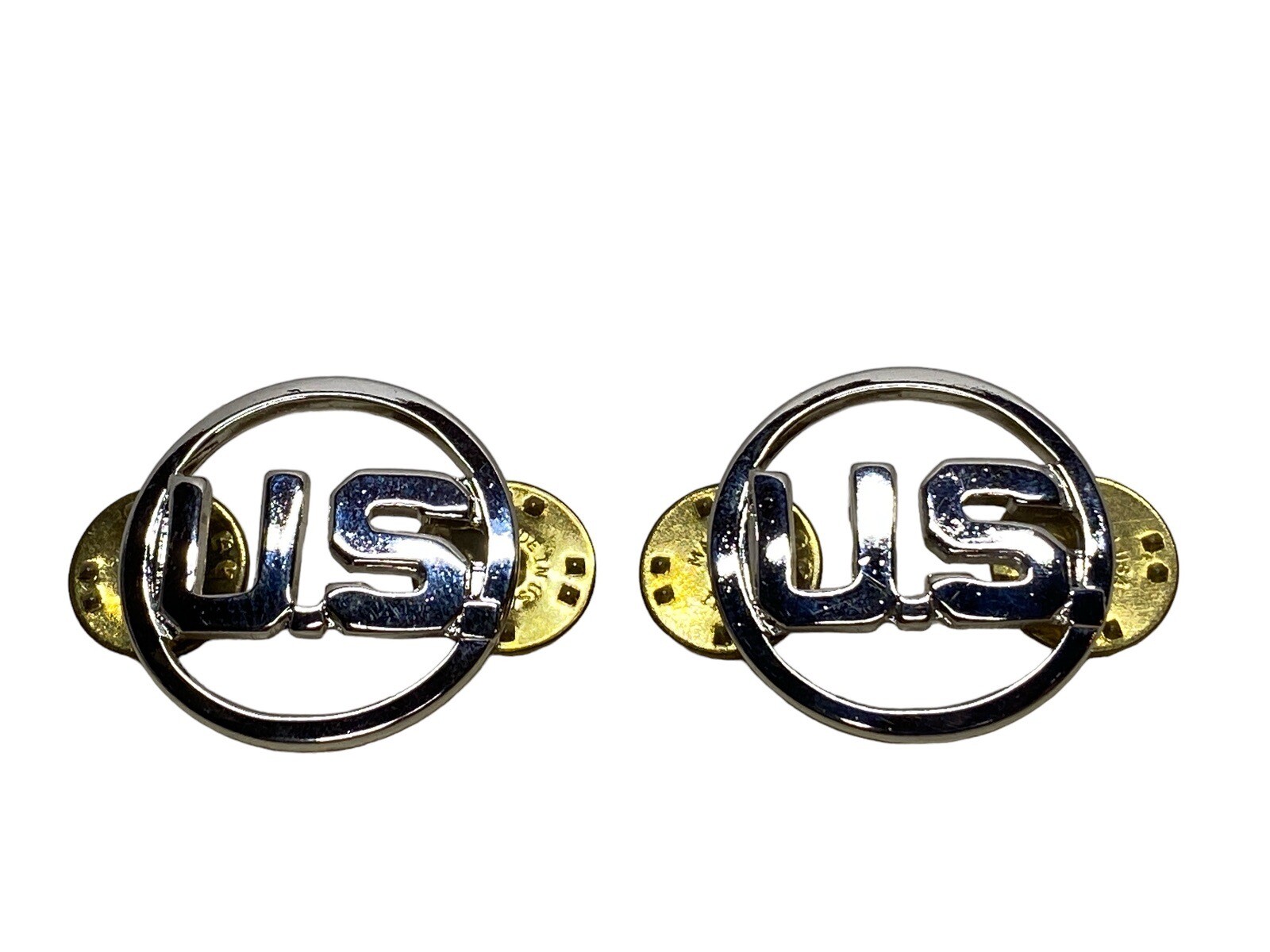2 U.S. Letters Collar Insignia PIN BADGE Enlisted Mirror Finish US AIR FORCE