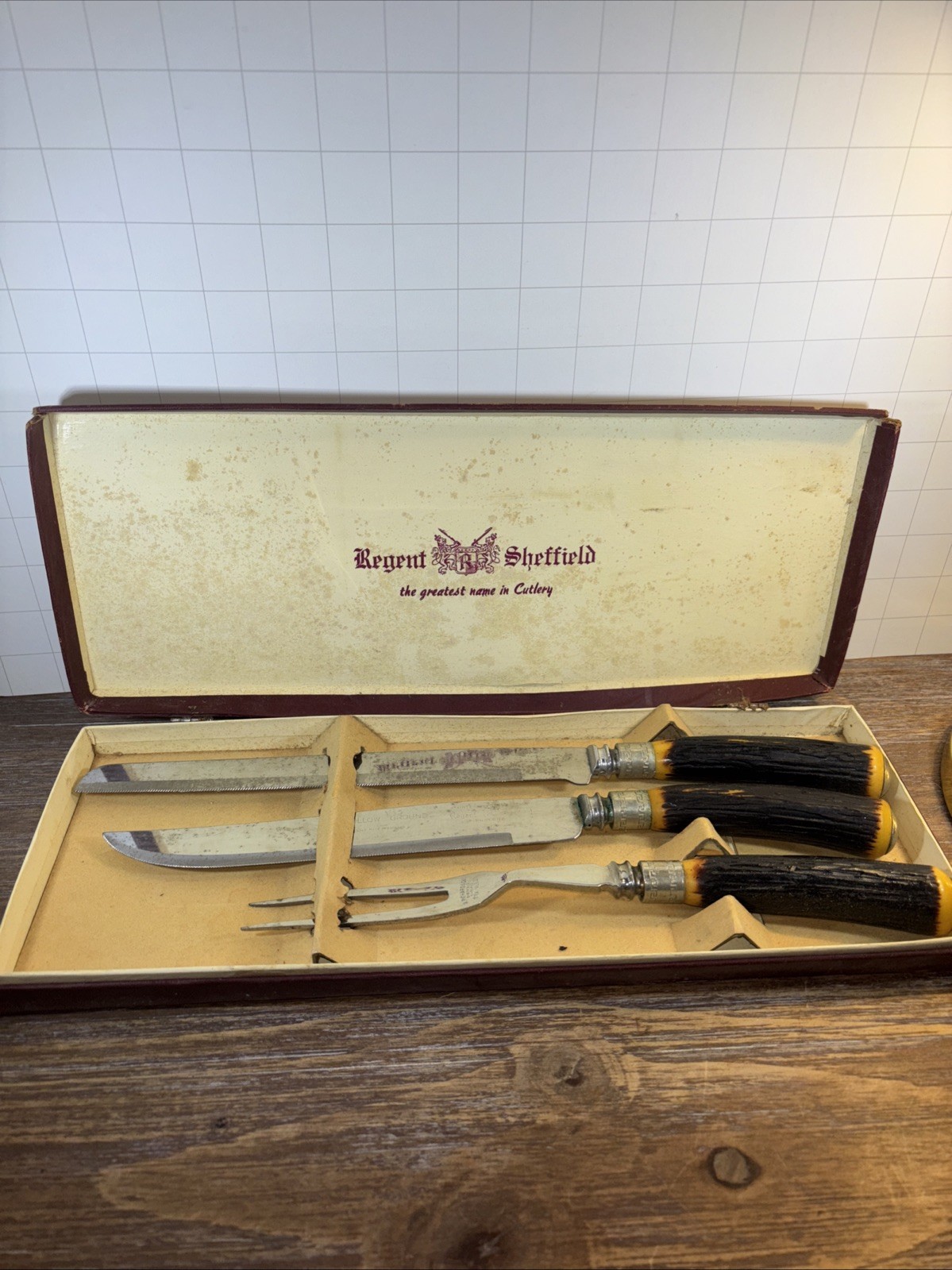 Hollow Ground Regent Sheffield 3 Piece Knife Set Slicer Bread Knives Serve Fork