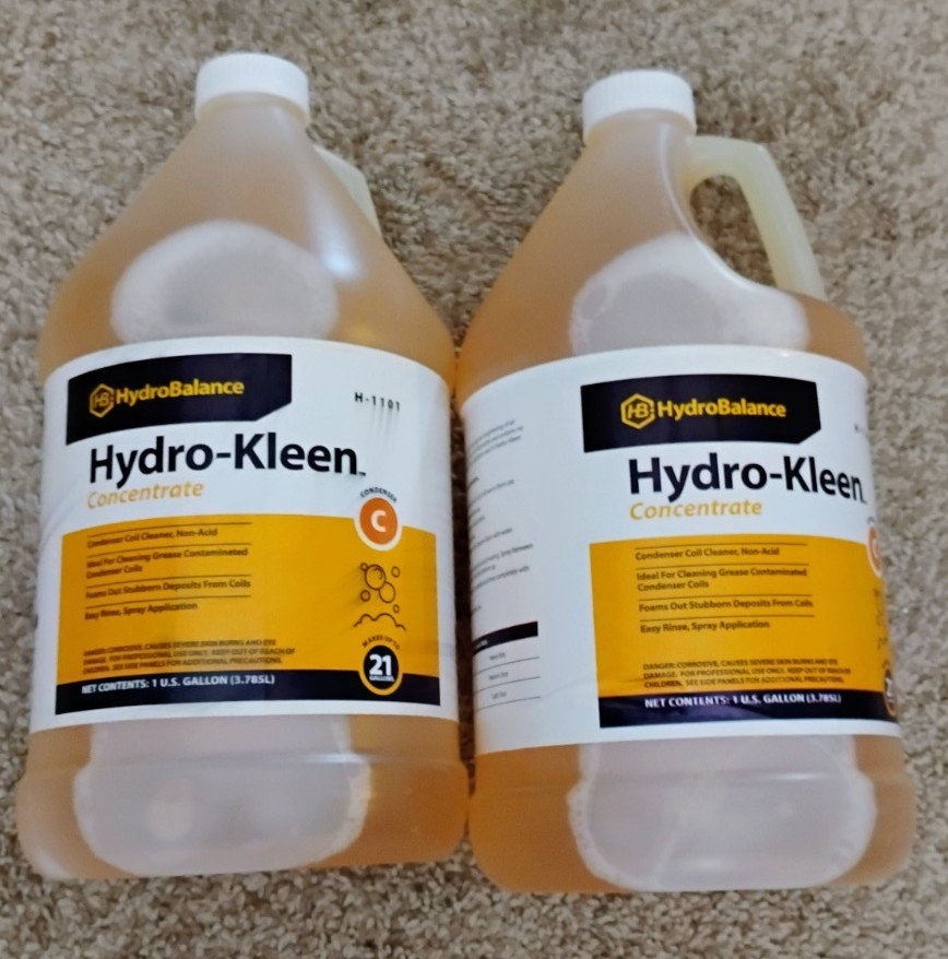 2 x Hydro-Kleen concentrate condenser coil cleaner H-1101 gallon HYDROBLANCE NEW