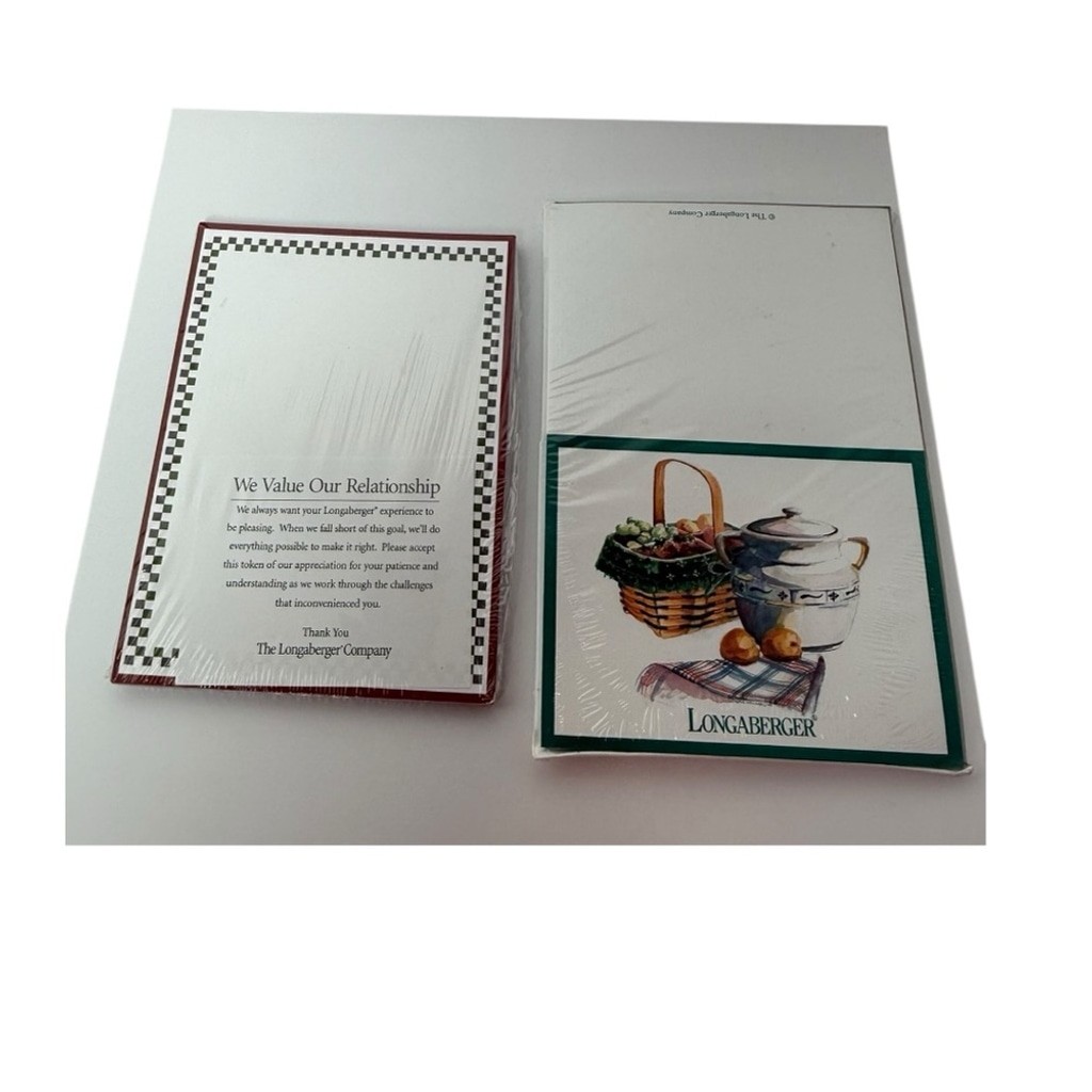 The Longaberger Company Note Pad & Note Cards Set – New Sealed – Basket Design