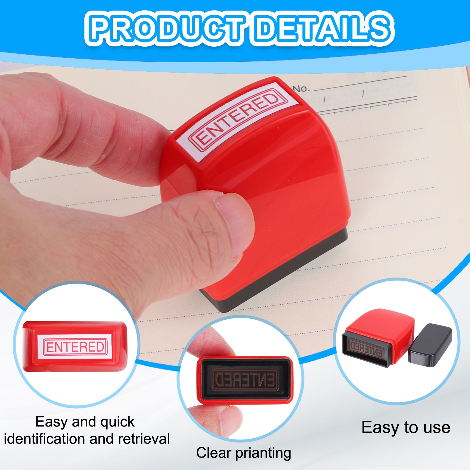 ENTERED Notice Stamp Self Inking, Red Black