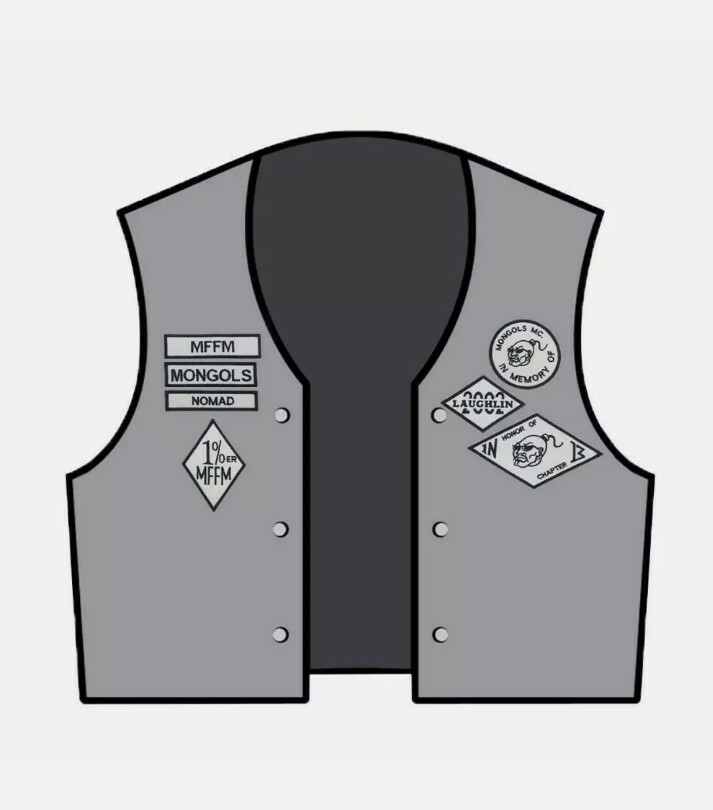 13PCS/ SET MONGOLS NOMAD Biker Vest Embroidered 1% IN Memory