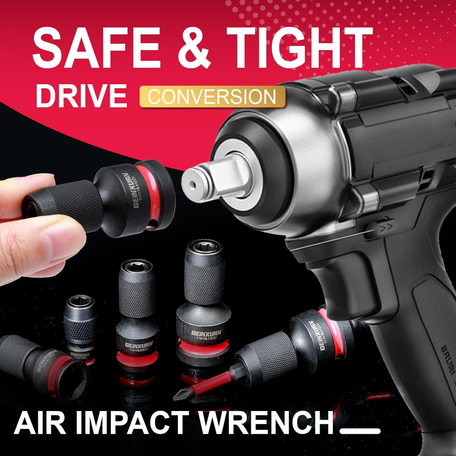 3PCS Impact Screwdriver Bit Holders Include 1/2-Inch, 3/8-Inch and 1/4-Inch Squa