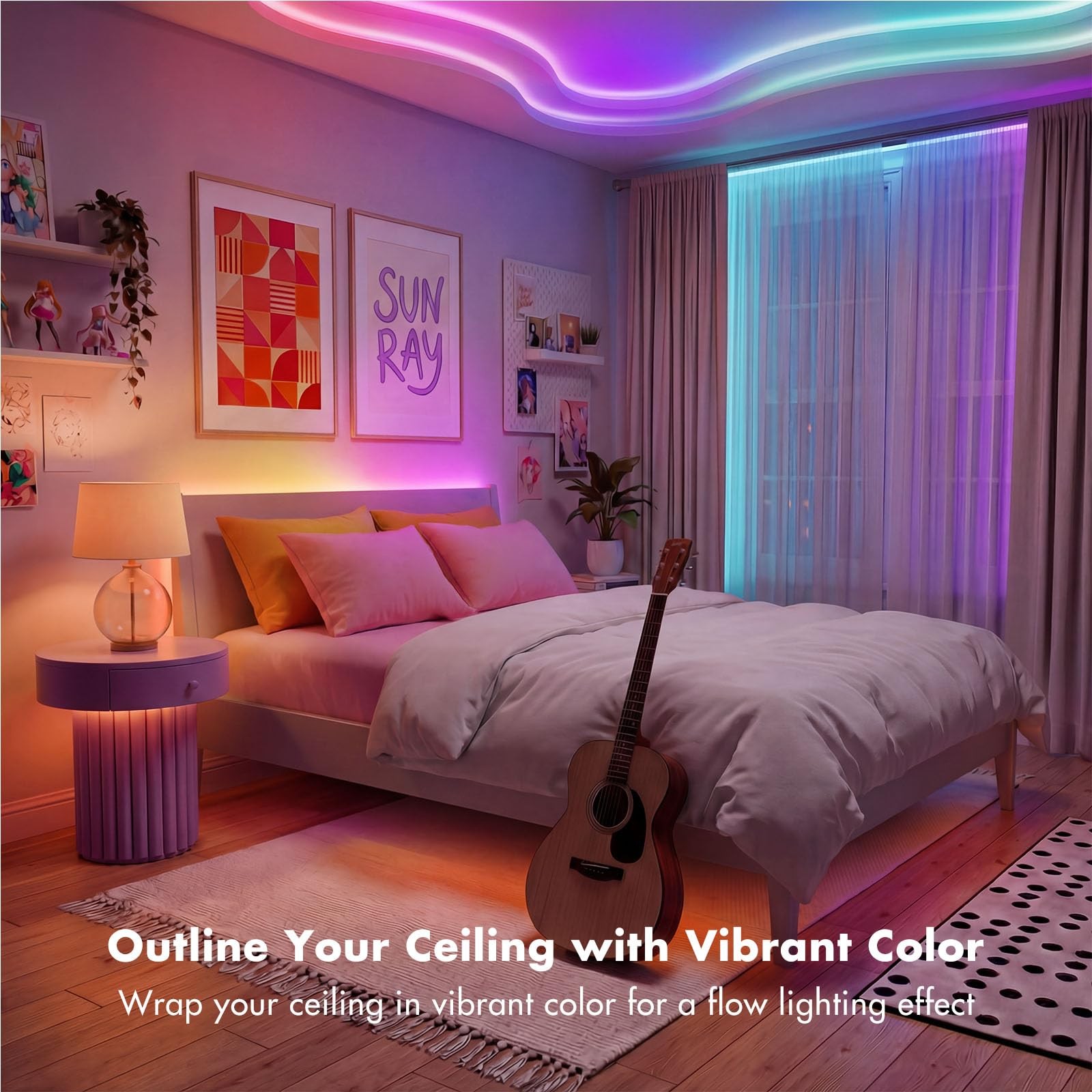 IC Smart RGB LED Strip Lights, 166FT LED Lights for Bedroom, App Control/Remo...