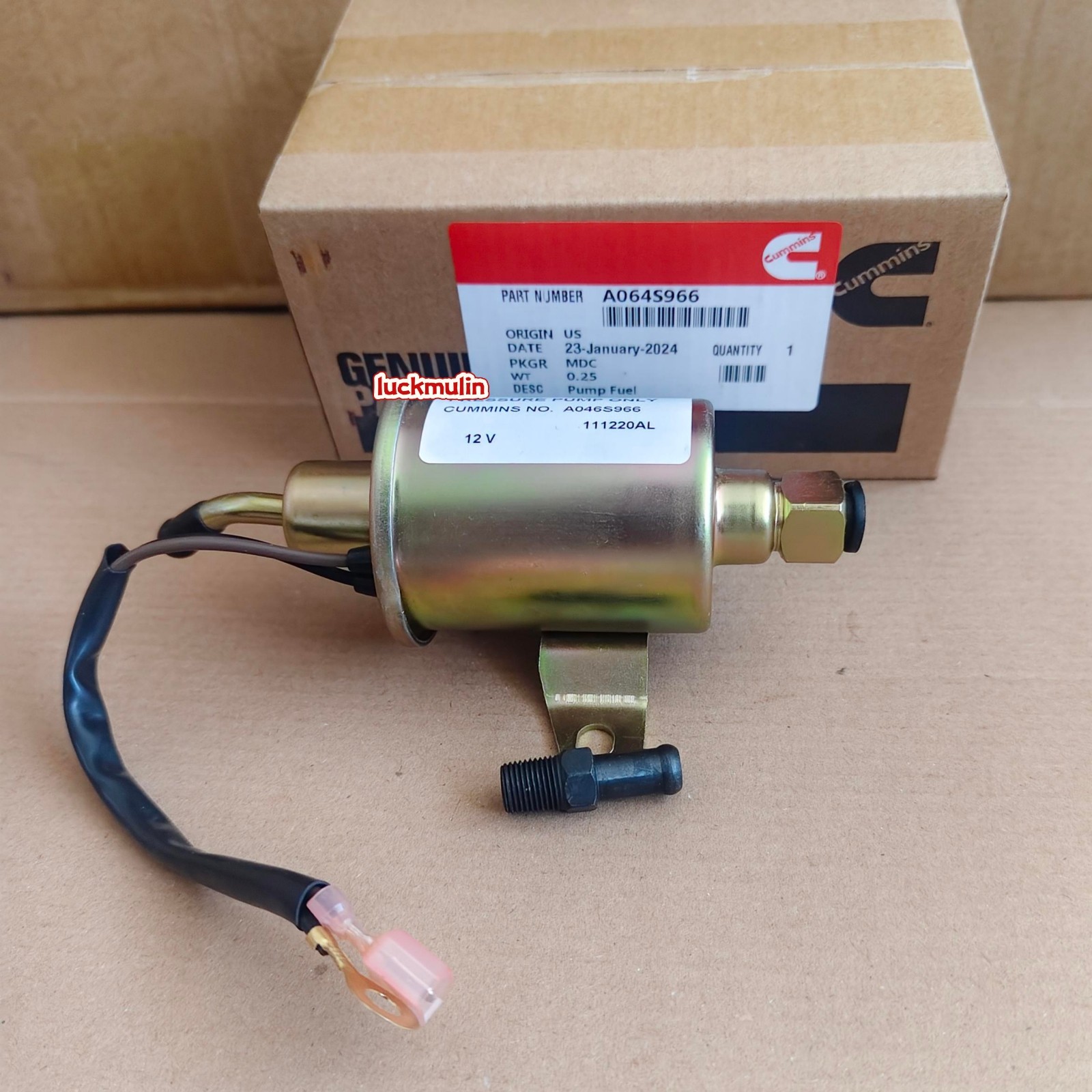 Cummins A064S966 Fuel Pump 12VDC For Onan 4000 Replaces A047N926 & A029F889 NEW