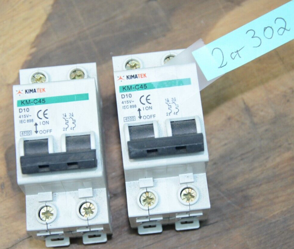 KimaTek KM-C45-D10 2 Pole Din Rail Circuit Breaker New Open Box