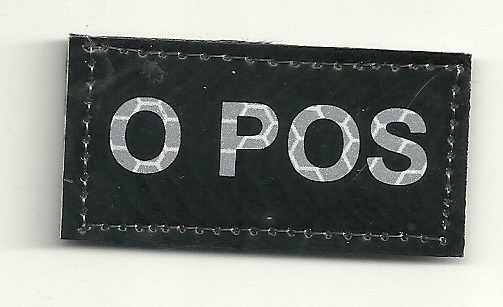 O POS POSITIVE BLOOD TYPE INFRARED INFRA RED  IR PATCH HOOK AND LOOP