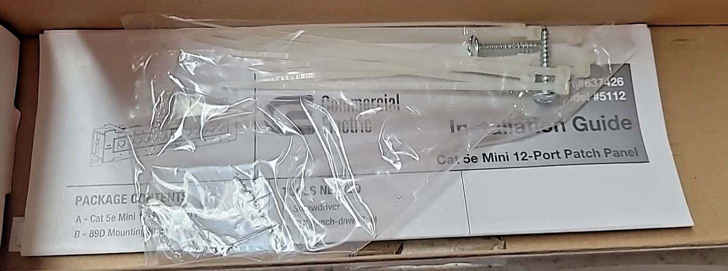Commercial Electric CAT5e Mini 12-Port Patch Panel with 89D Mounting Bracket*484